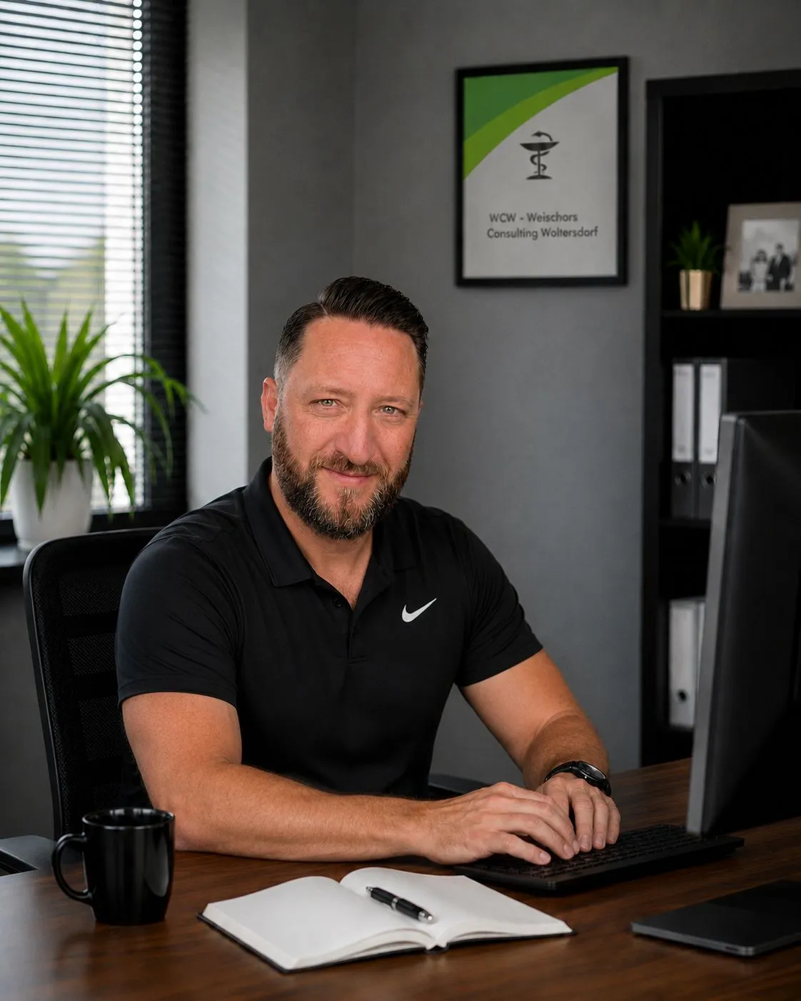 Christian Weischnors, Inhaber WCW, an seinem Schreibtisch